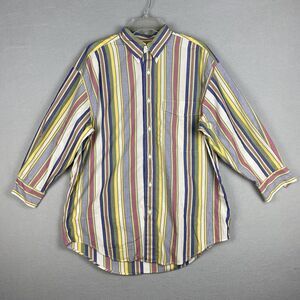 Banana Republic Safari Travel Vintage Stripe Button Up Men’s Size Large